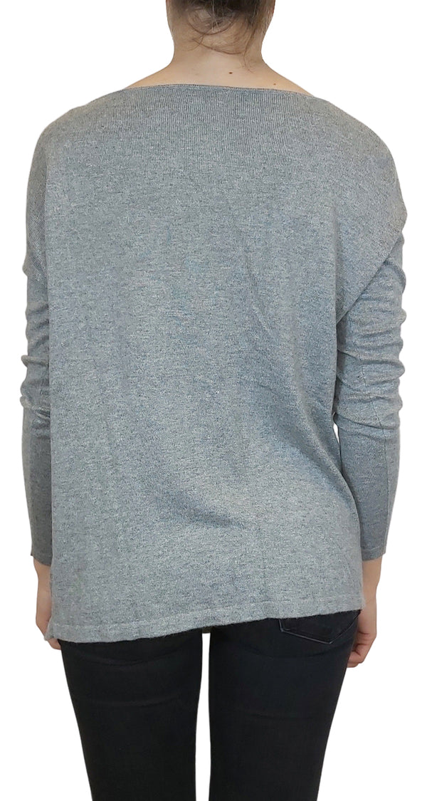 Sweater Gris Bordado Lentejuelas