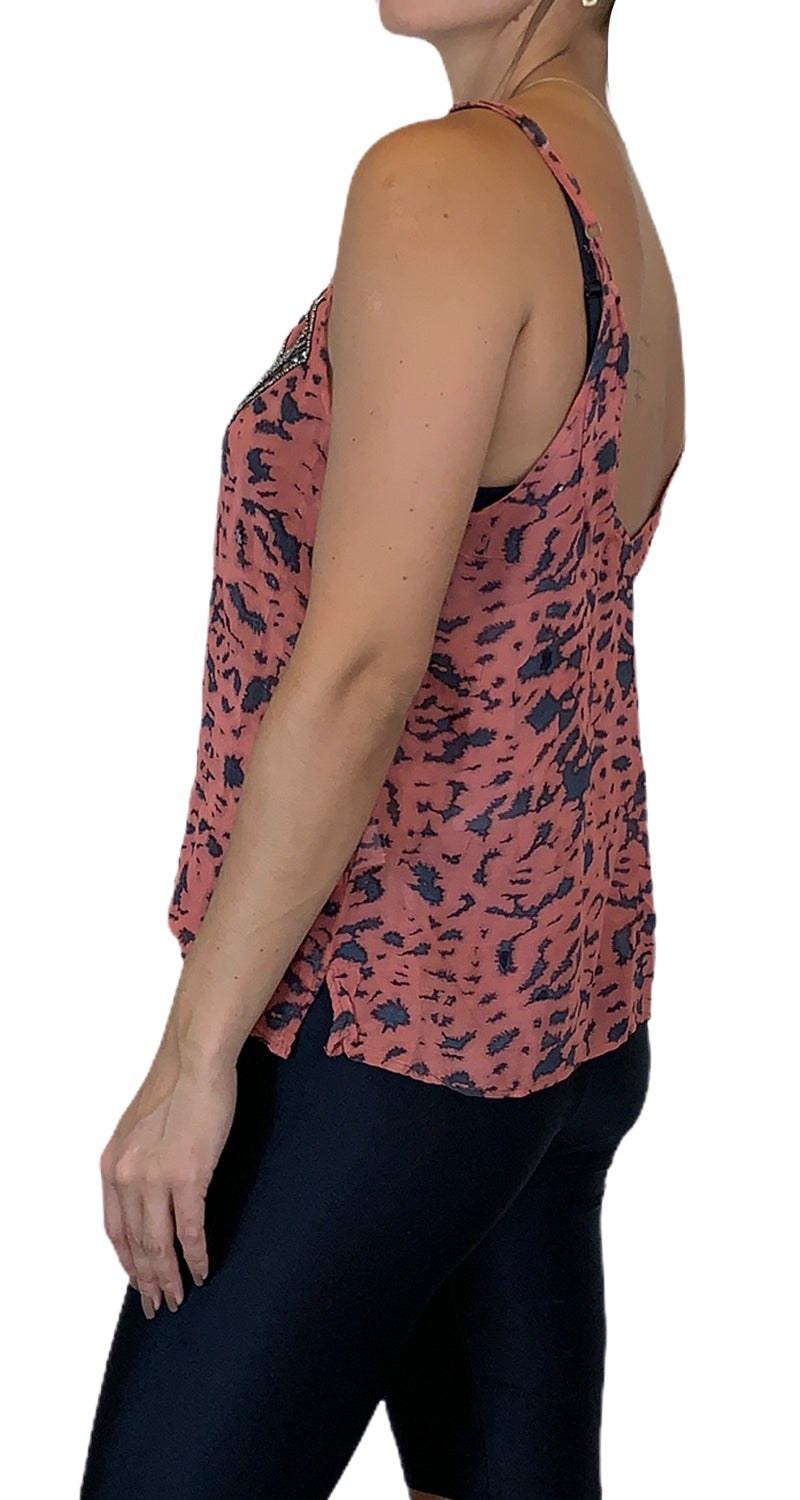 Blusa Animal Print Mostacillas