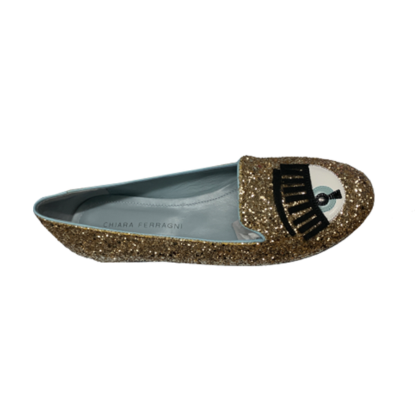 Glitter Gold Round Loafer