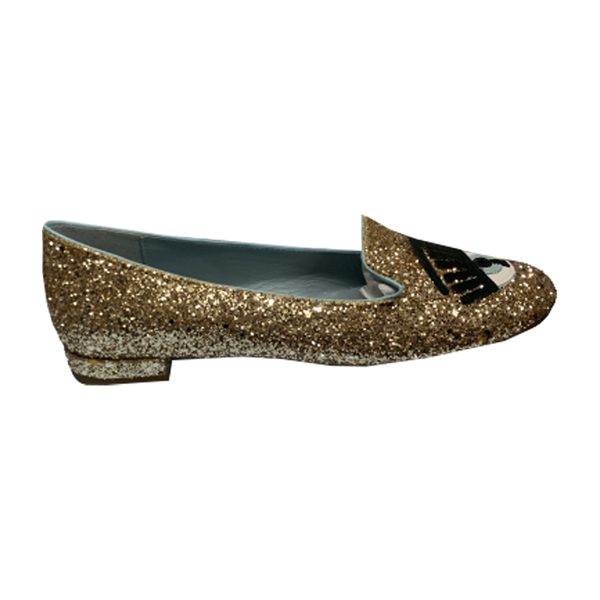 Glitter Gold Round Loafer