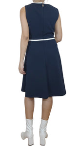 Vestido sin mangas Navy con lazo en cintura