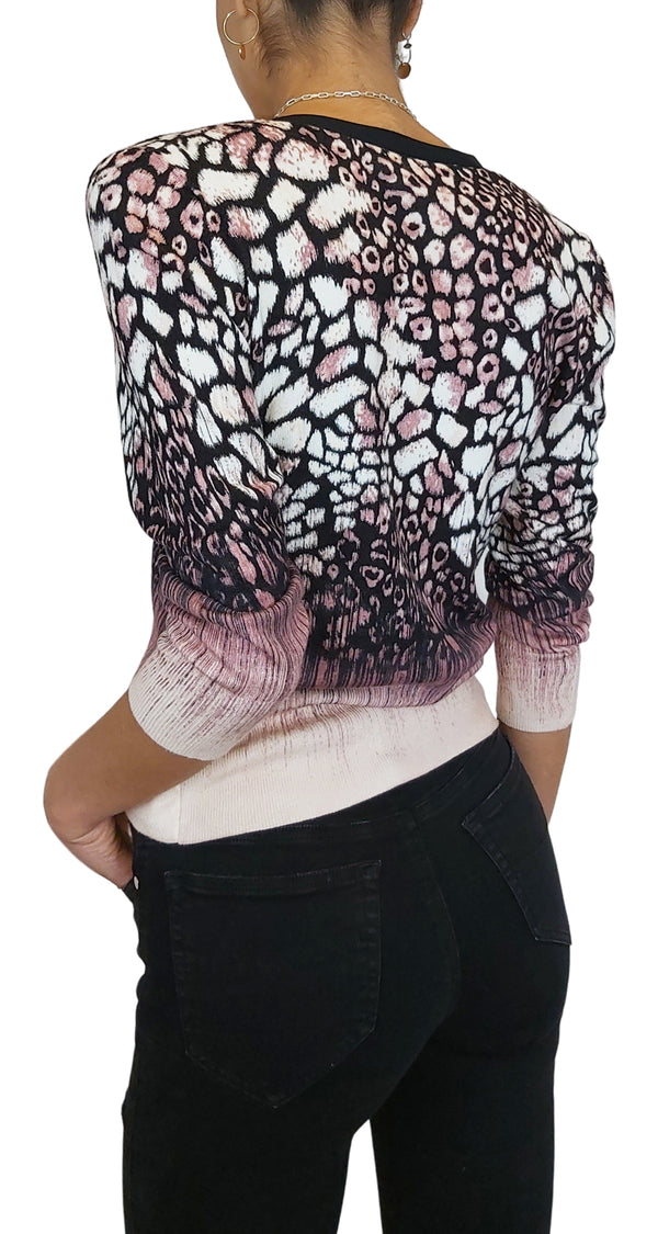 Sweater Animal Print Rosa Cierre