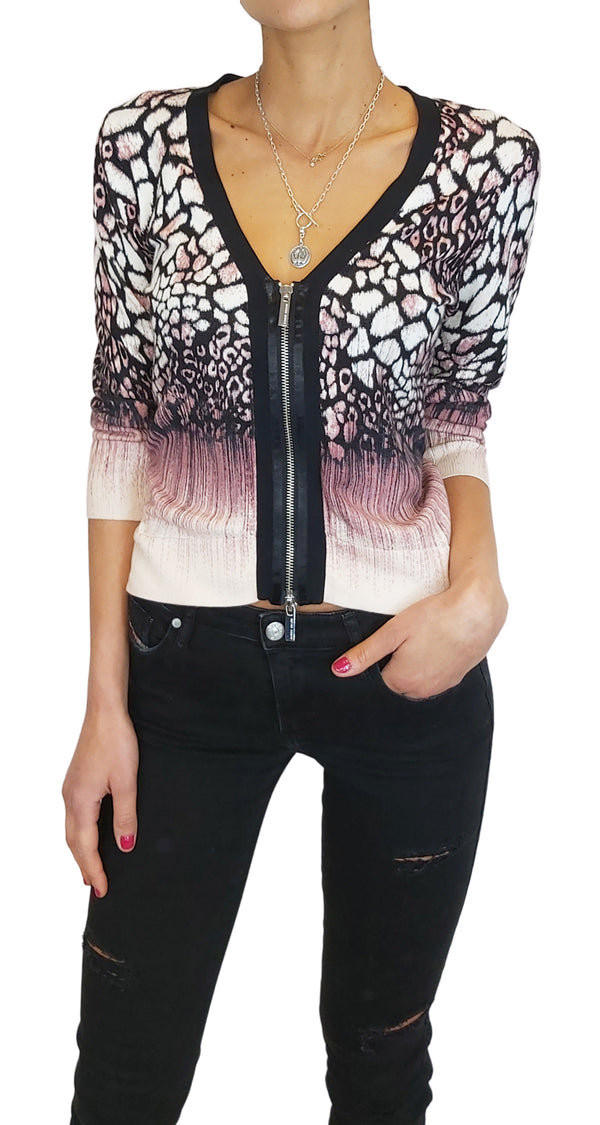 Sweater Animal Print Rosa Cierre