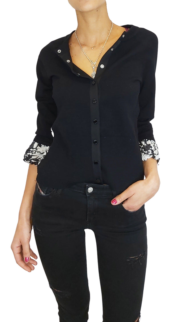 Cardigan Negro Espalda Estampada