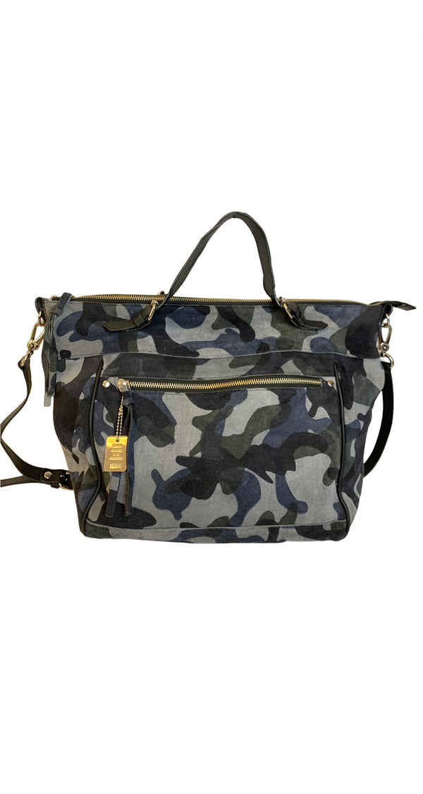 Cartera Suede Camuflaje Azul