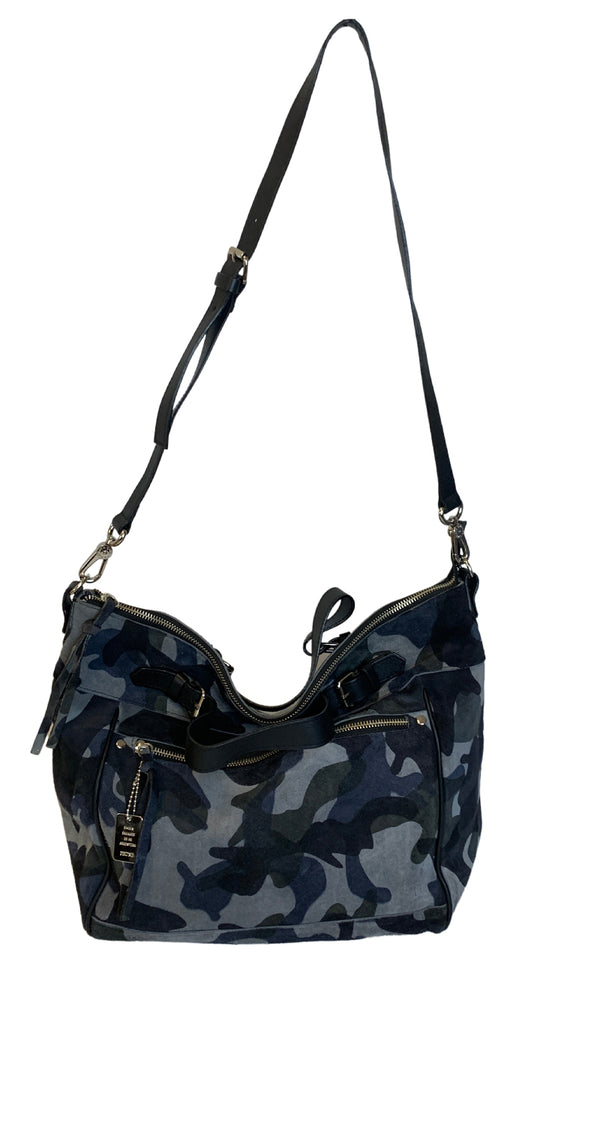 Cartera Suede Camuflaje Azul