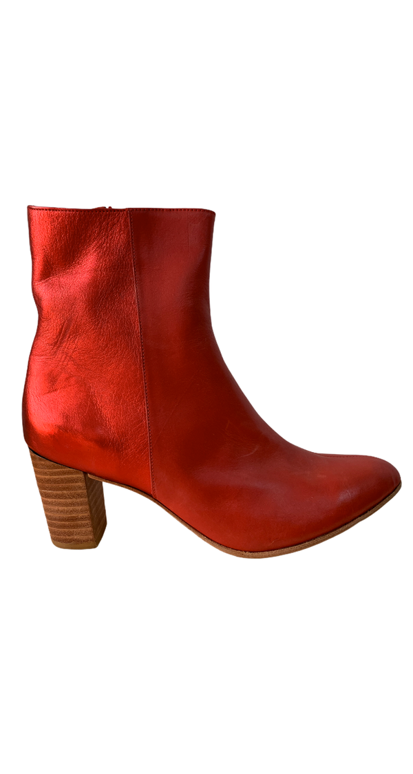 Botines Cuero Rojo