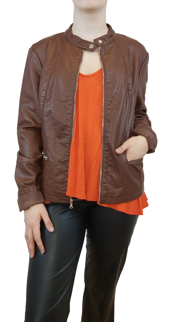 Chaqueta Eco Cuero Café