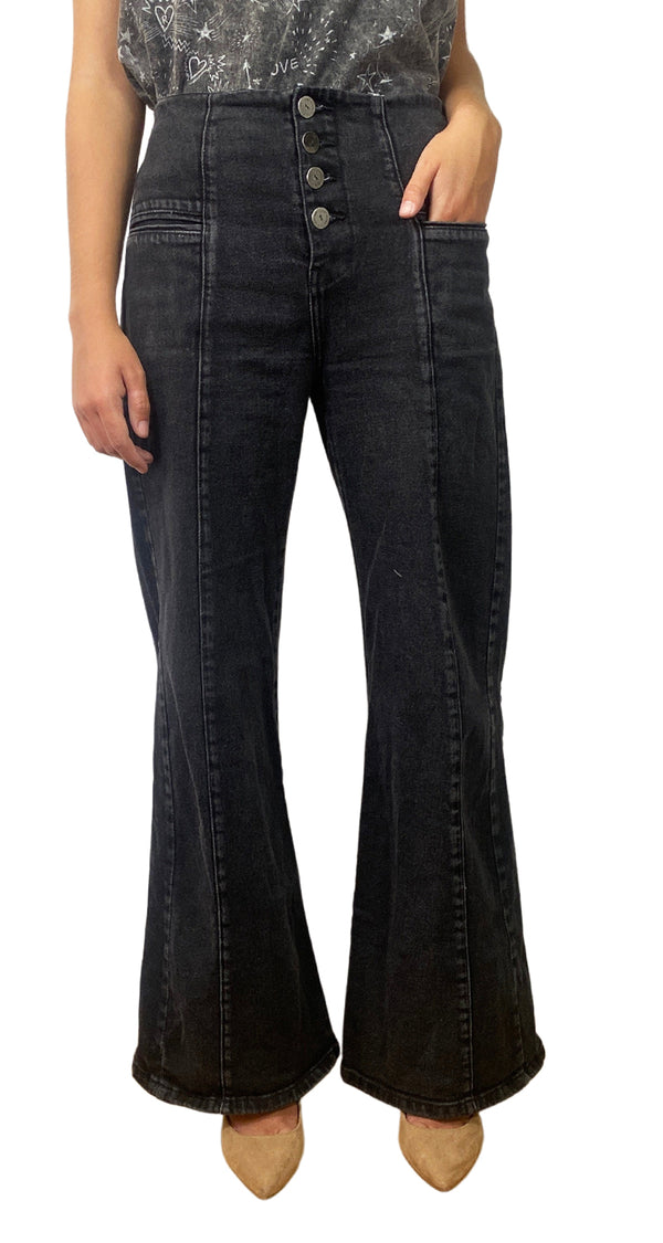 Jeans Negro Botones