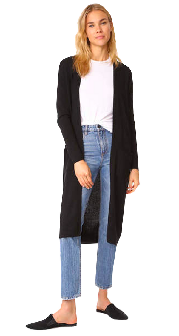 Cashmere Duster Black Sweater Coat