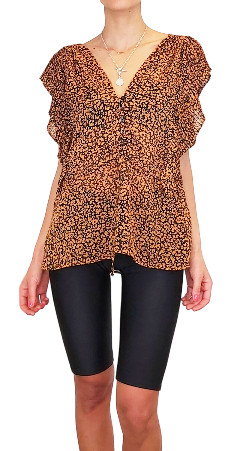 Top Animal Print Plisse