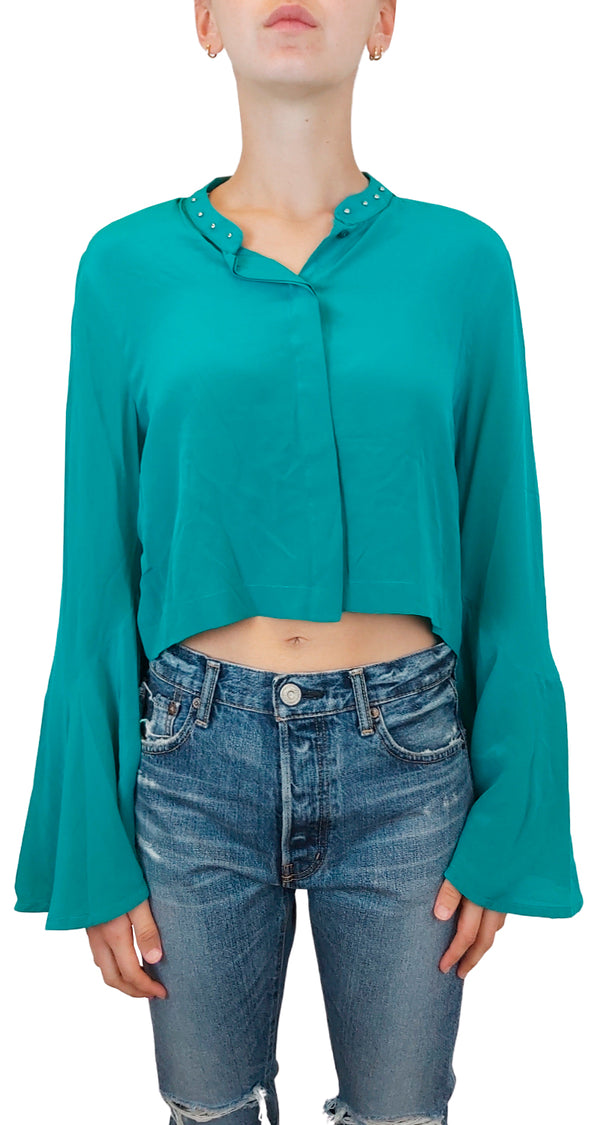 Blusa Verde Crop Seda