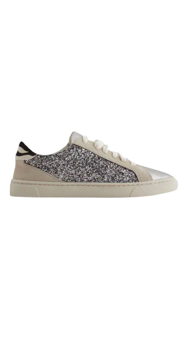 Metallic Trainers White Sparkly Details