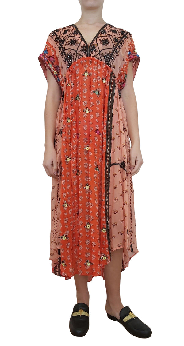 Smiling Sun Embroidered Maxi Dress