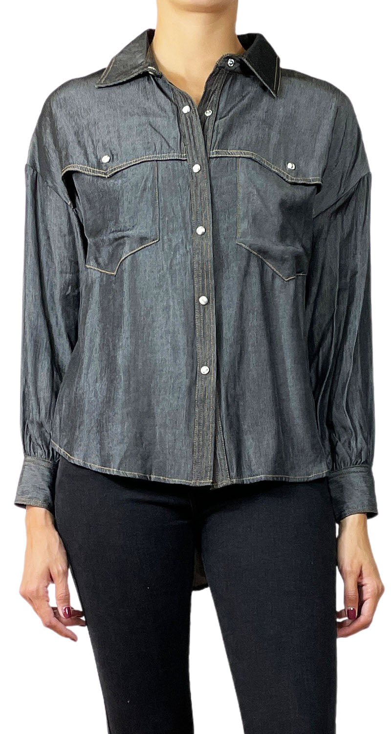 Blusa Gris Satinada