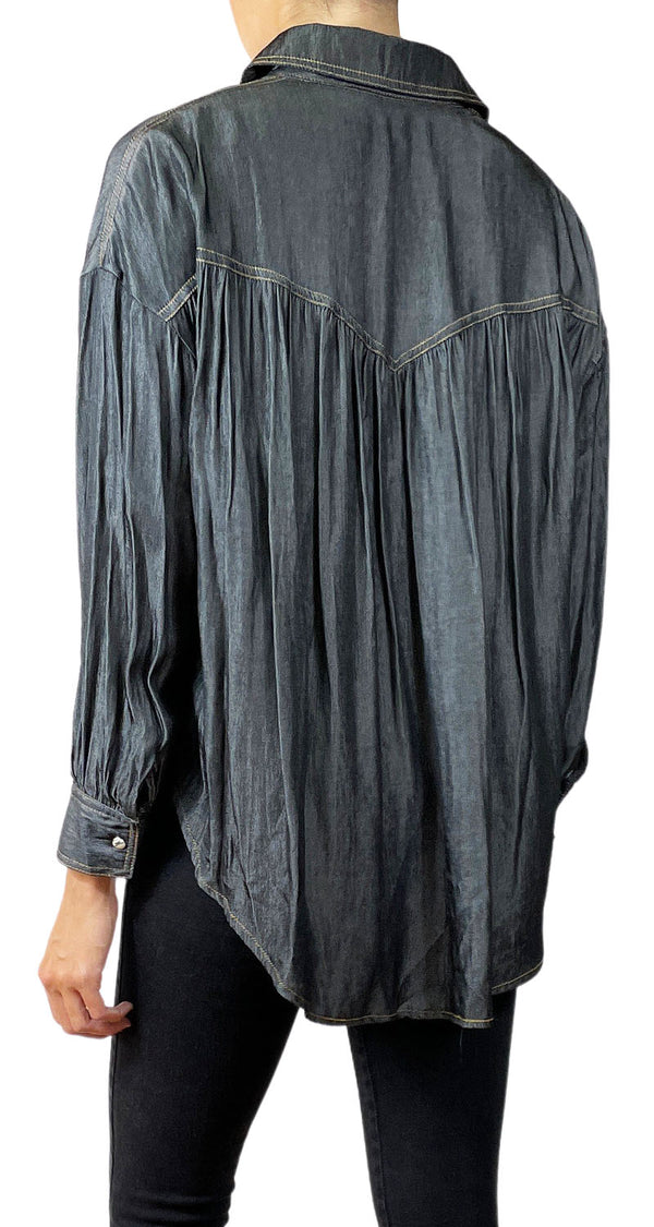 Blusa Gris Satinada