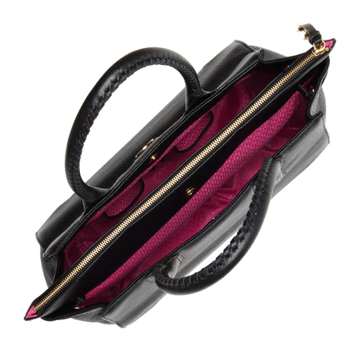 Cartera negra "rose" de cuero (5172080410759)