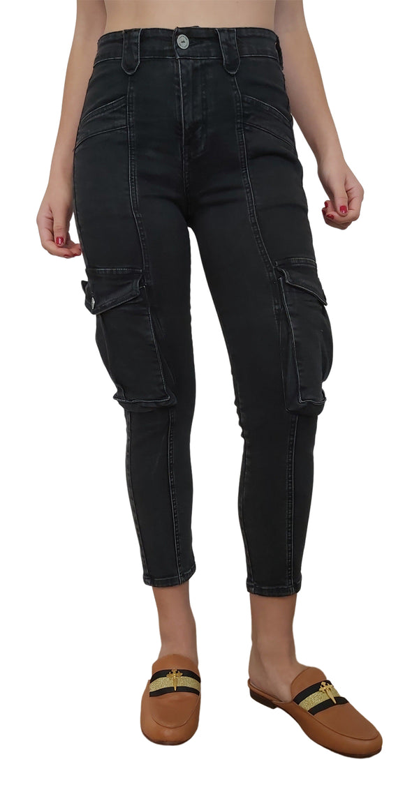 Pantalón Cargo Denim Negro