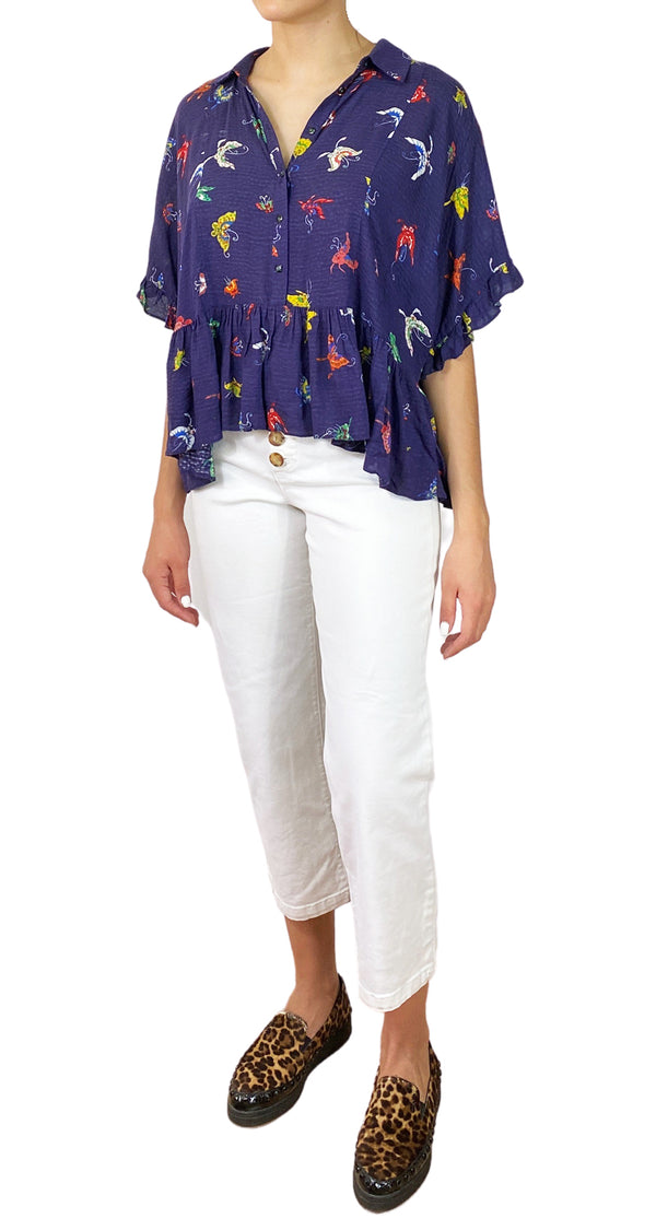 Blusa Azul Mariposa