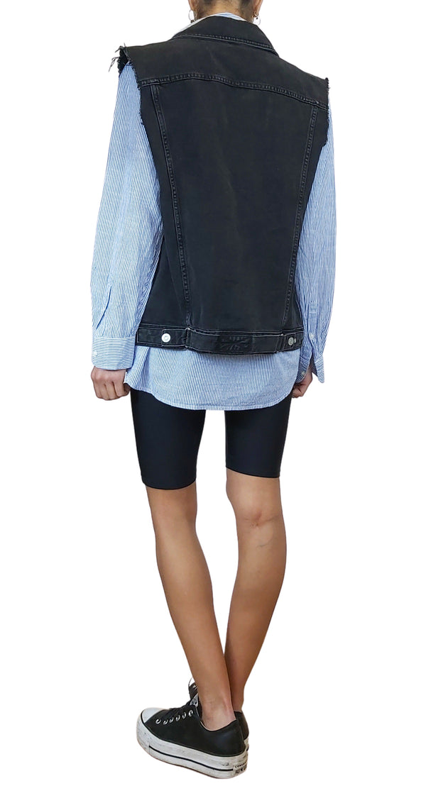 Chaqueta Denim Negra Sin Mangas