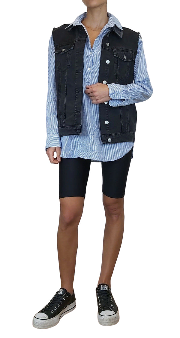 Chaqueta Denim Negra Sin Mangas