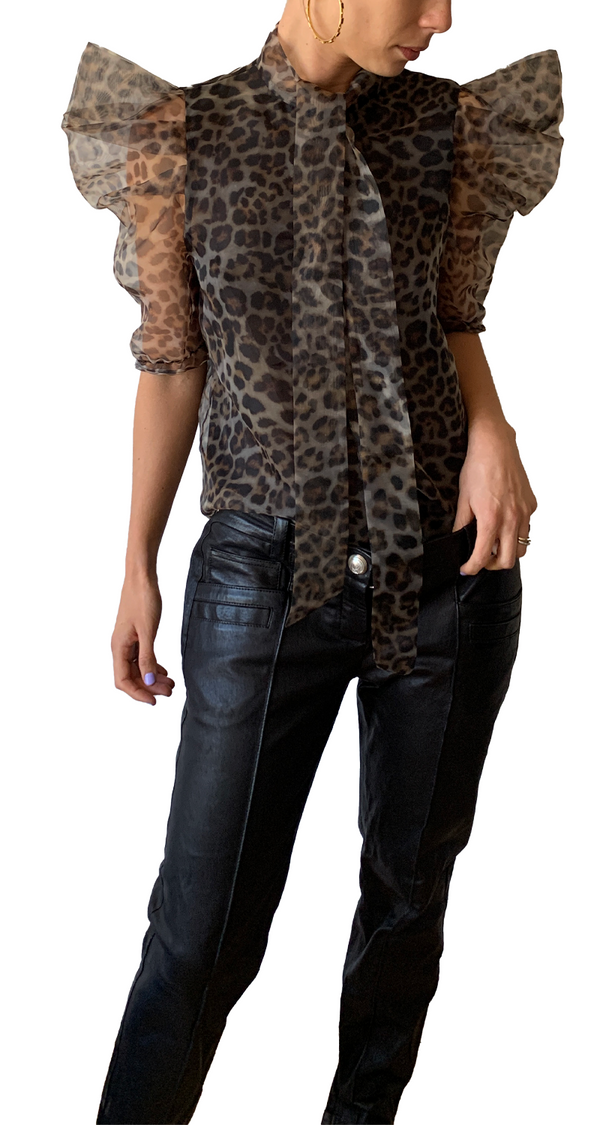 Semi Sheer Leopard Blouse