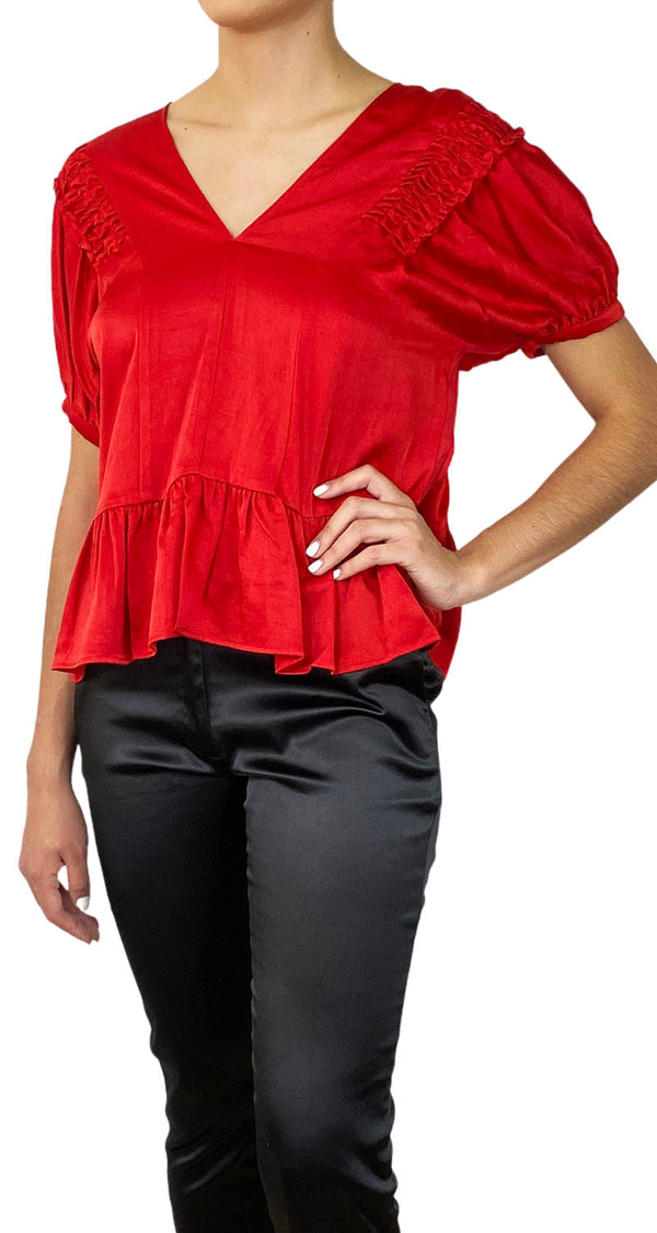 Blusa Roja Corrugada