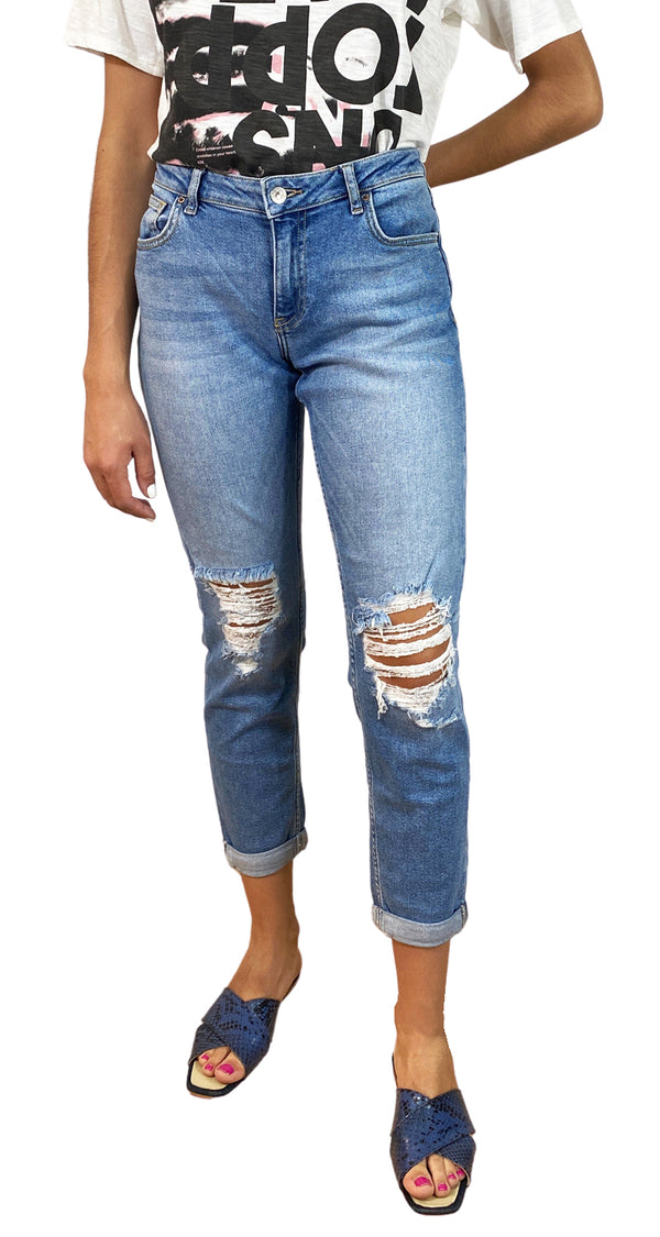 Jeans Celeste Efecto Ripped