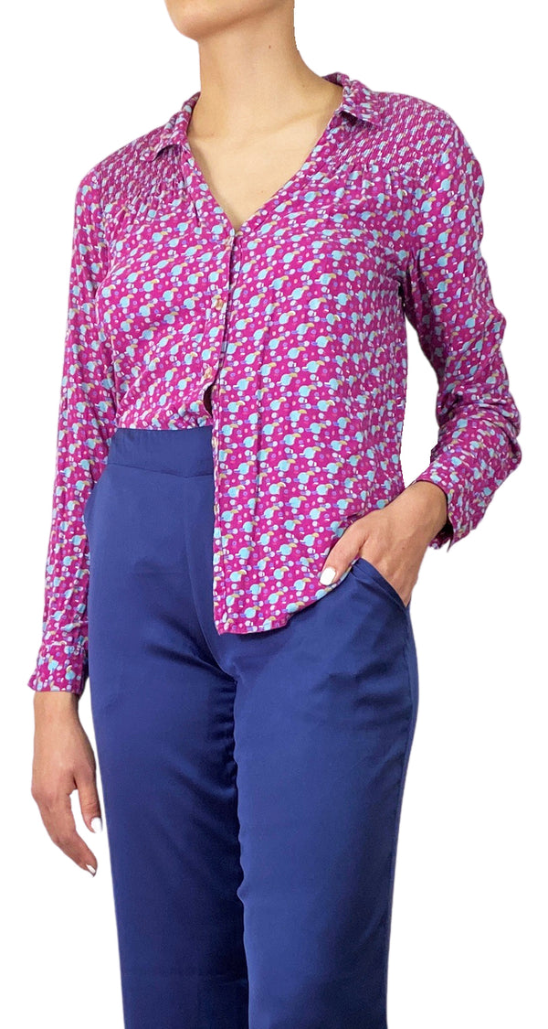 Blusa Morada Detalle Plisado