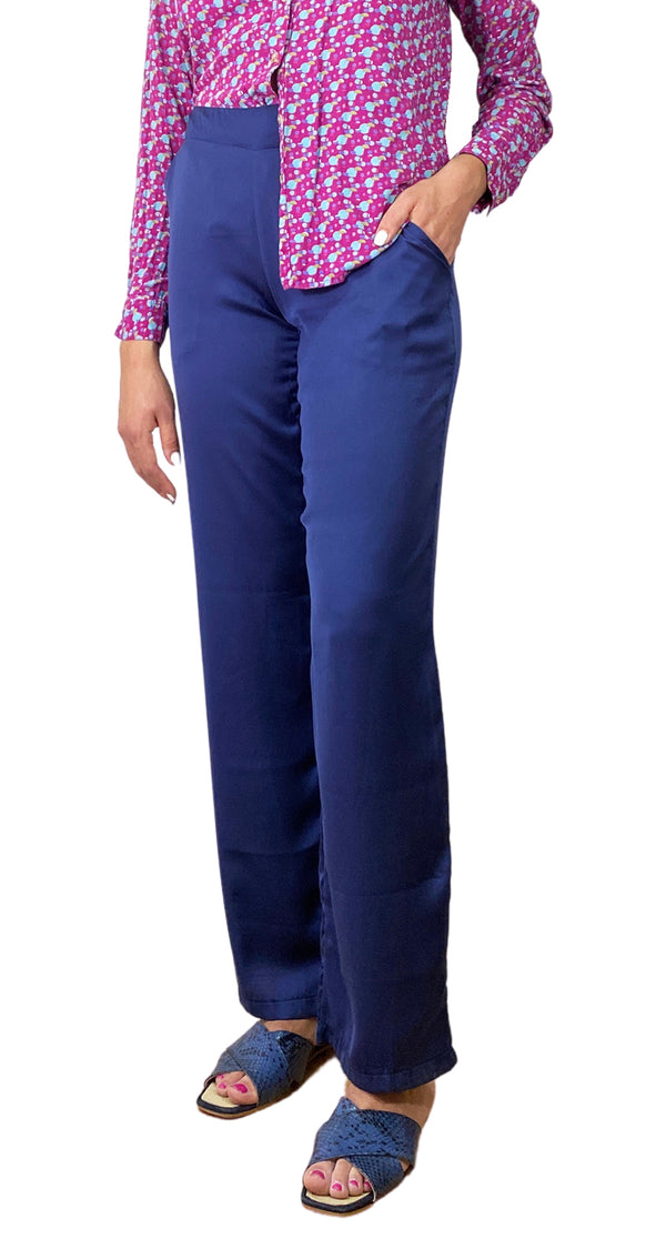 Pantalón Azul Satinado