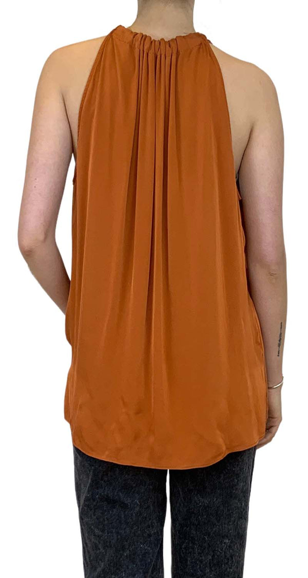 Blusa Ocre Cuello Halter de Seda