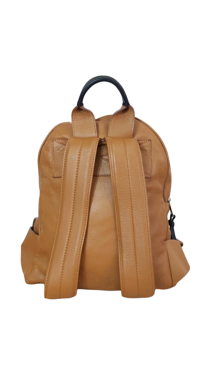 Mochila Cuero Camel Glitter