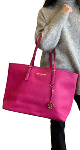 Jet Set Travel Tote Fucsia Zinnia Saffiano