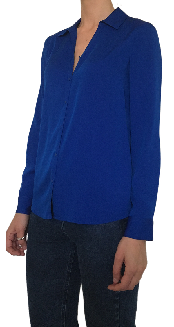 Blusa Seda Azul Rey