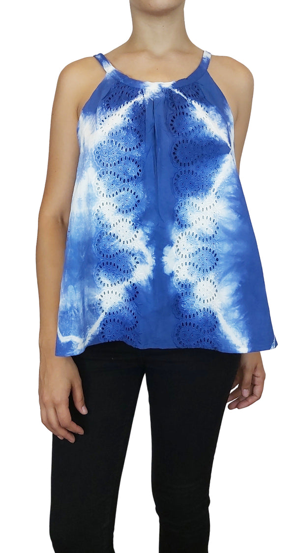 Blusa Broderie Tie Dye Azul