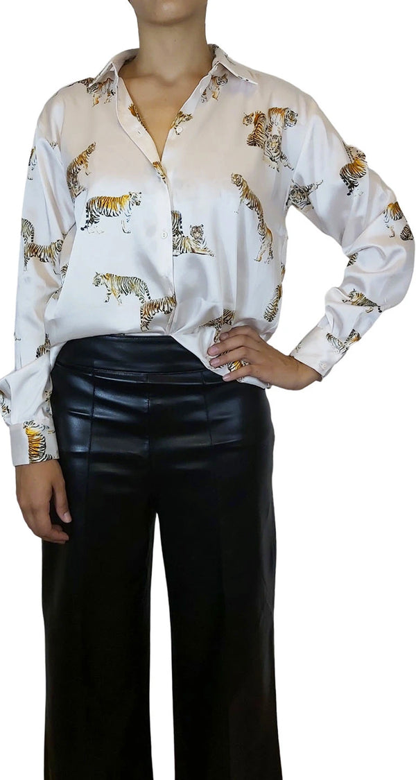 Blusa satinada leopardo