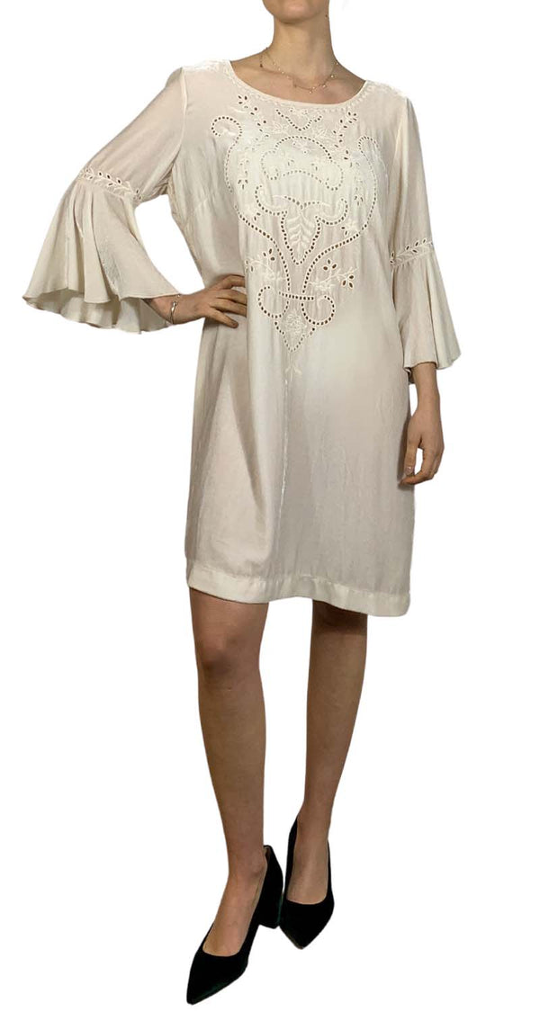 Vestido Mini Broderie Beige Johnny Was by Magma