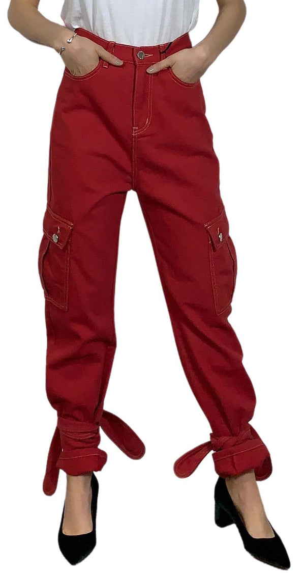 Pantalón Denim Cargo Rojo Weili Zheng by Magma