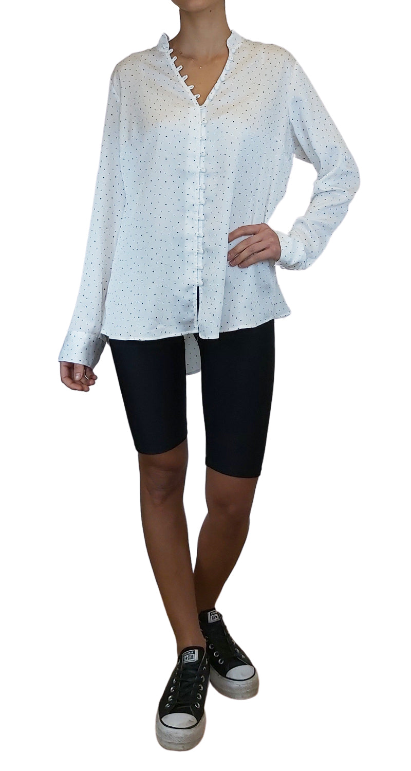 Blusa Polka Dots Vuelos Blanco y Negro