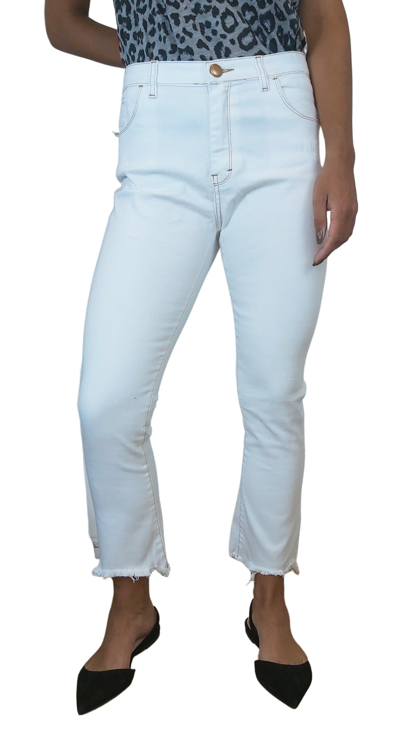 Jeans Rectos Desflecados Blanco