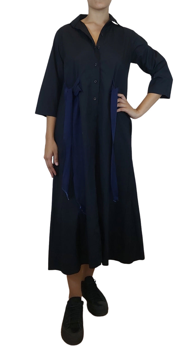 Vestido Maxi Negro Lazos Navy