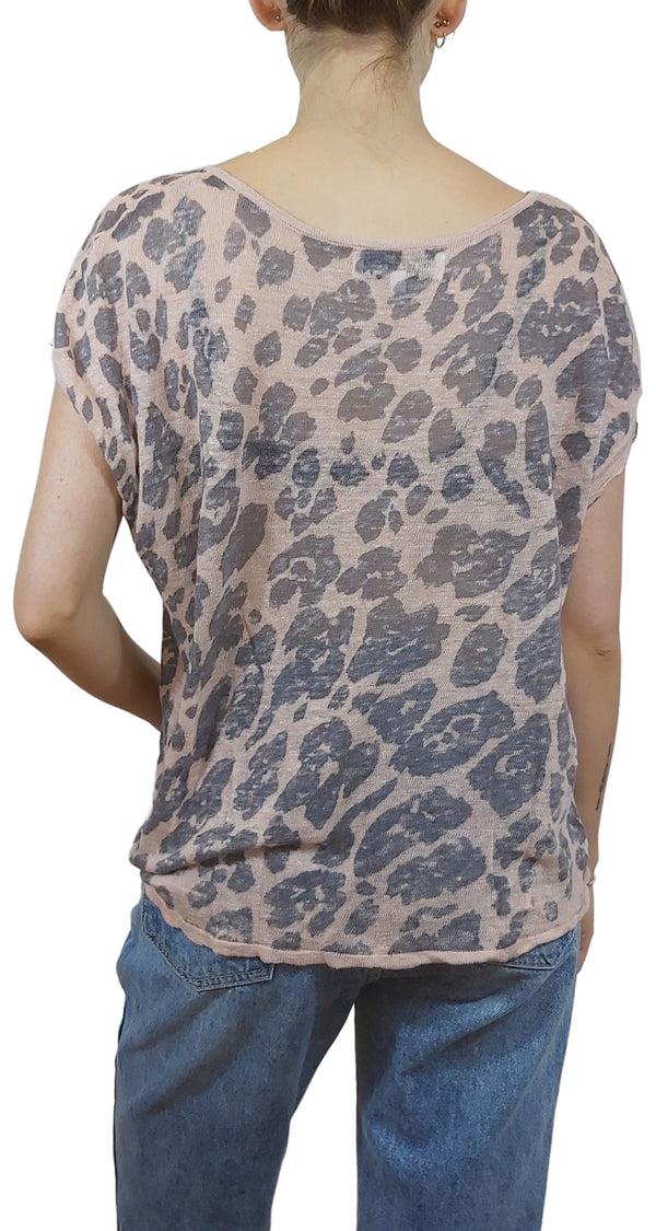 Polera Rosa Palo Animal Print