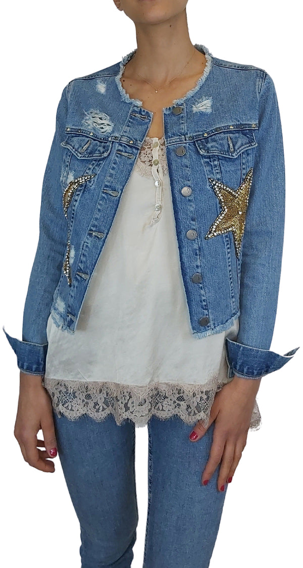 Chaqueta Denim Bordada