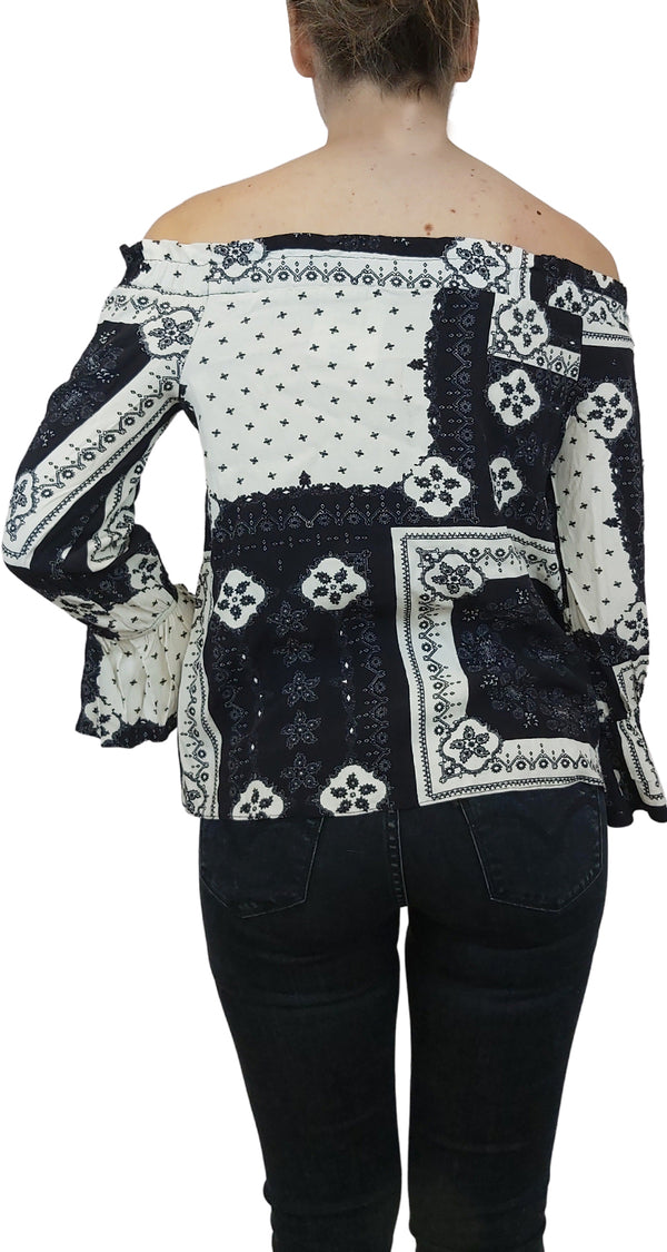 Blusa Paisley Blanco y Negro