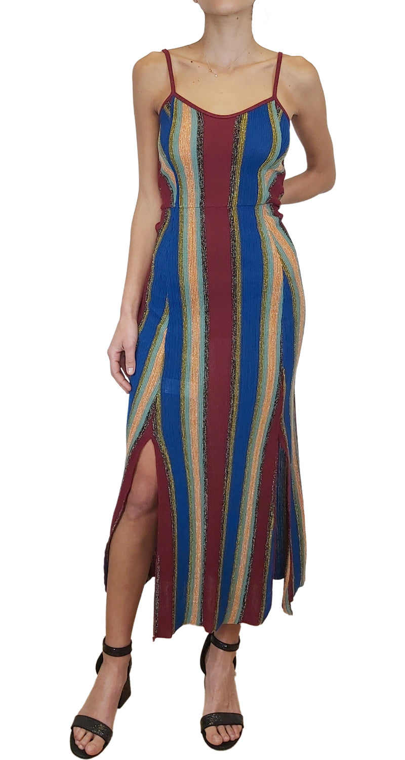 Vestido Metallic Striped