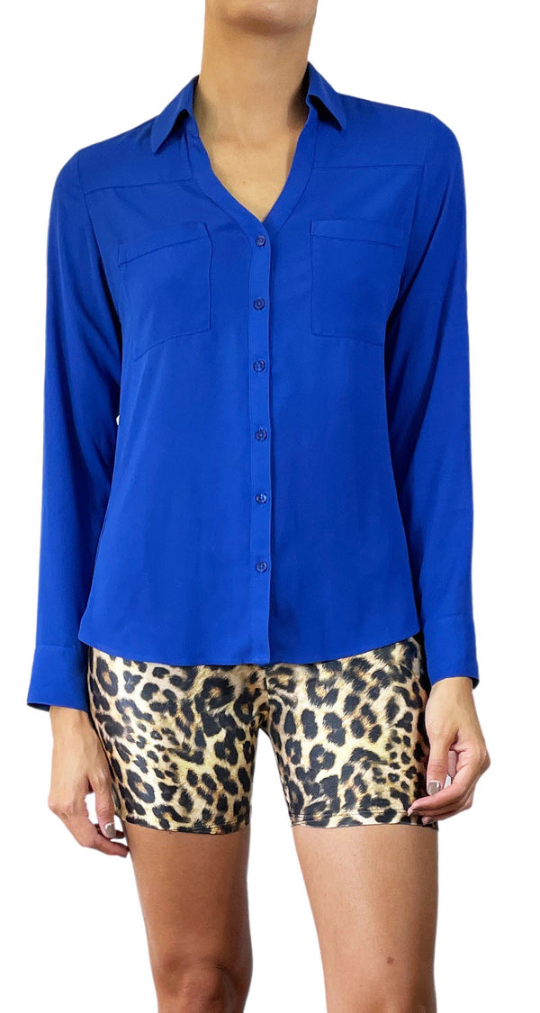 Blusa Azul Bolsillos