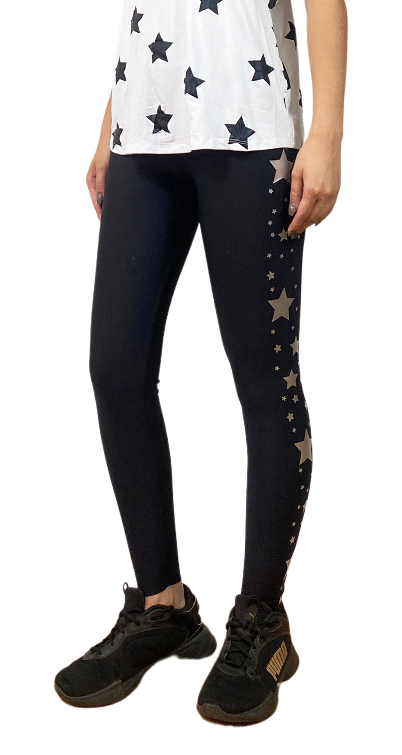 Leggins Negro Estrellas Plateadas