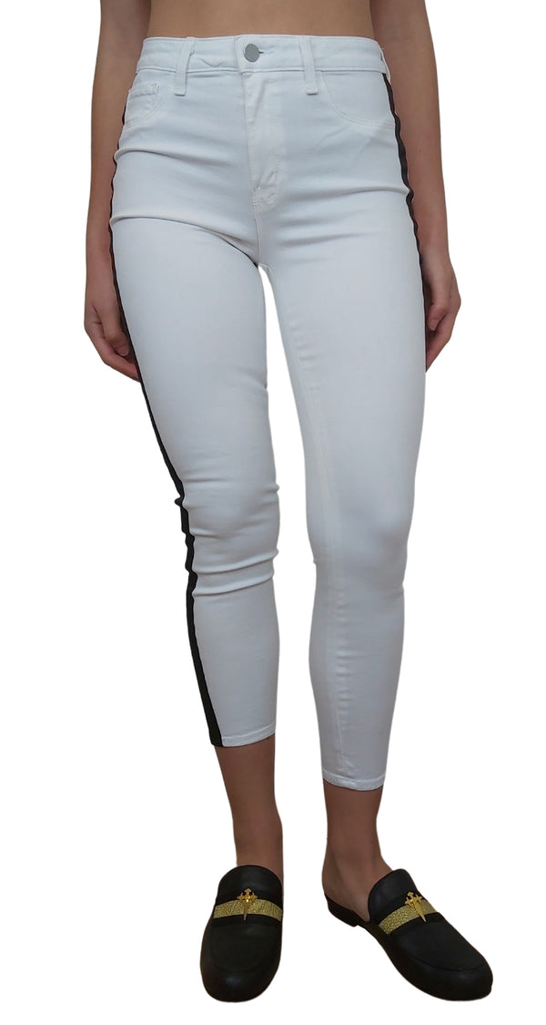 Margot High-Rise Tuxedo Stripe Ankle Skinny Jeans