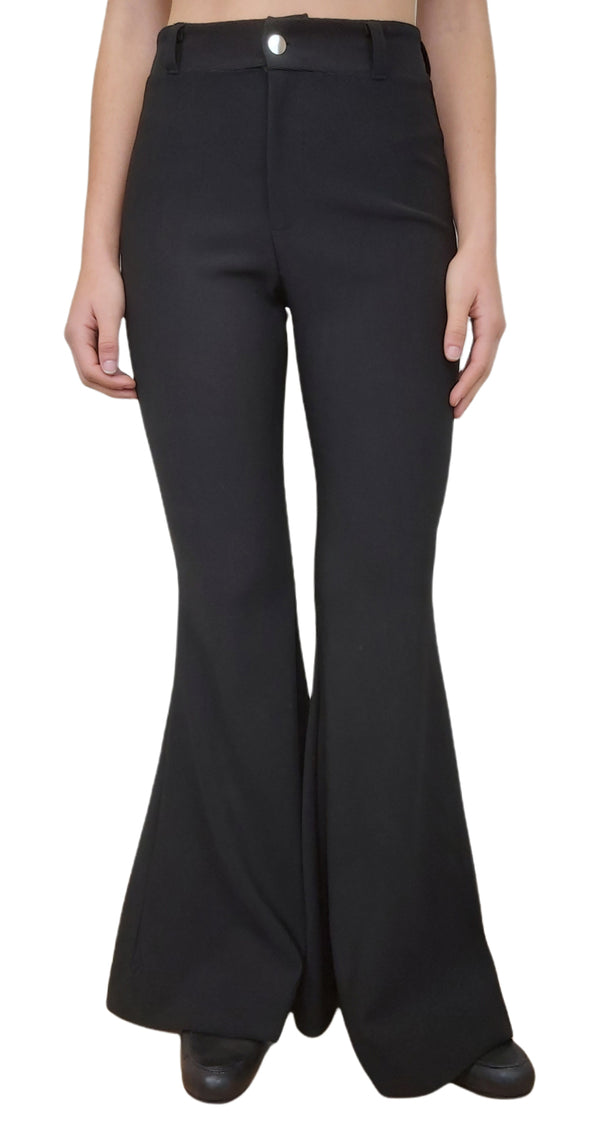 Black Ribbed Flared Pants