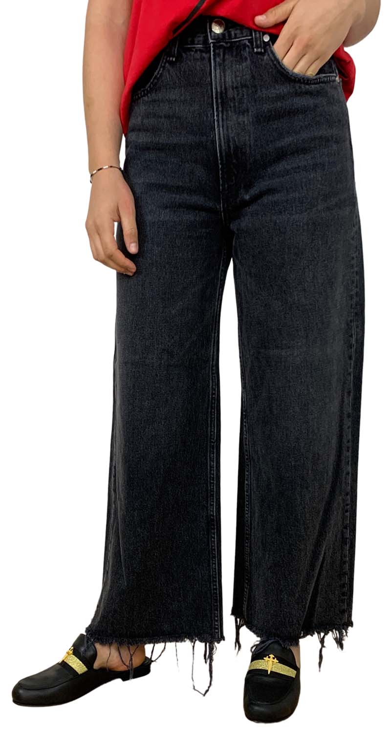 Ruth Black Super High Rise Ankle Wide Leg